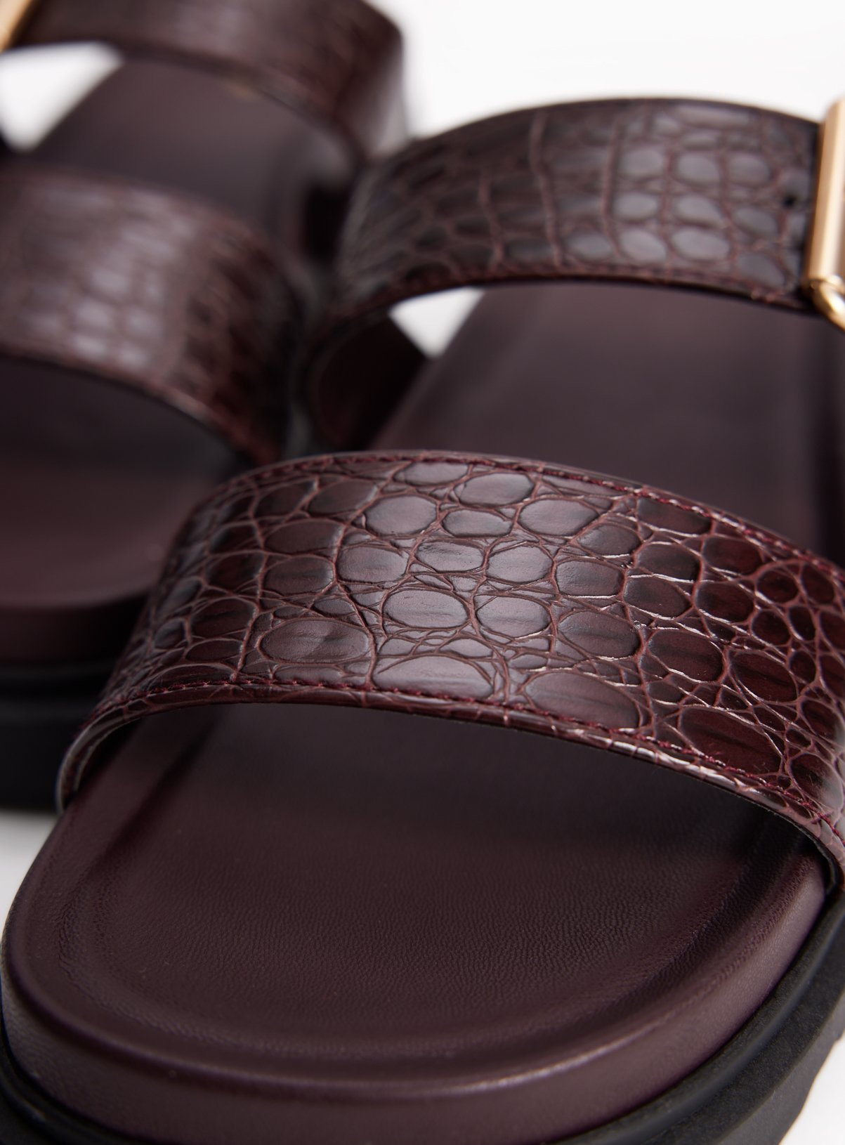 Dark Red Crocodile Print Footbed Sandals 5 - Image 3 thumbnail